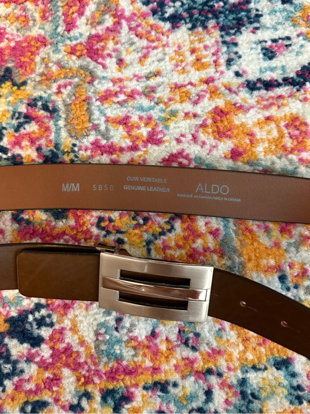ALDO Brown Leather Belt with Sleek Silver Buckle